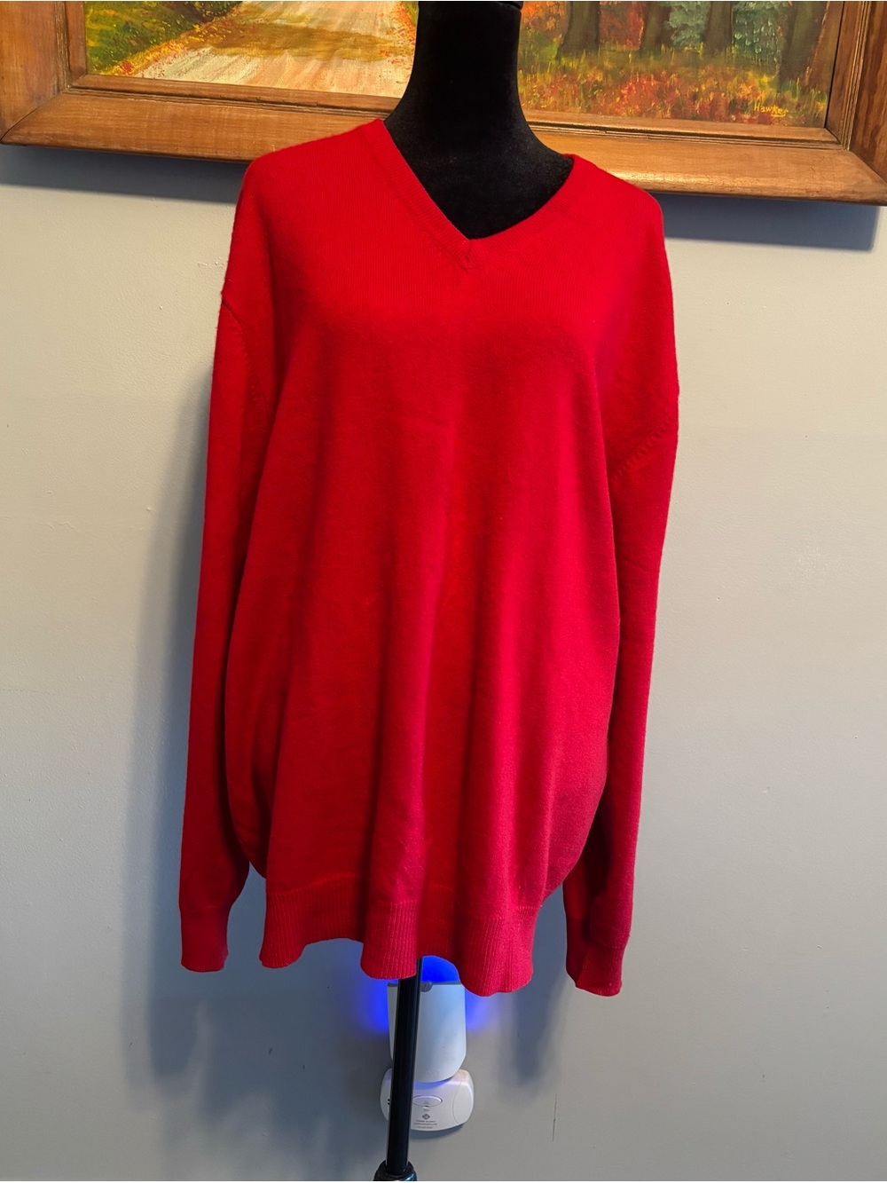 Jos. A. Bank Men’s 100% Cashmere Bright Red V-Neck Sweater